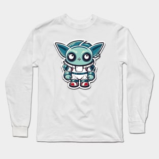 Cute Space Owl Illustration (eyes up right) Long Sleeve T-Shirt